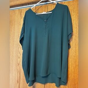 Women’s Maurices brand flutter sleeve deep jewel toned teal blouse.